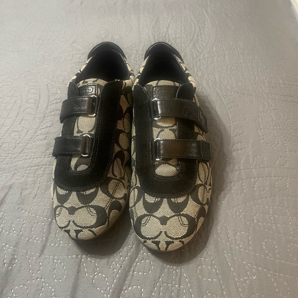 Shoes Womens Coach Signature Black Grey Hook Loop Shoes Size 9 Poshmark